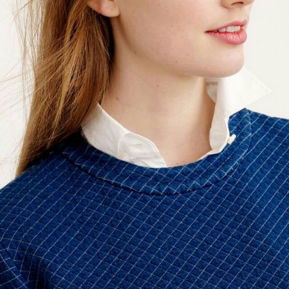 J. CREW Quilted Navy Crop Sweatshirt - Picture 2 of 8
